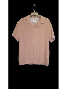 Cactus Man Pink Short Sleeve Button Up Shirt Men's Size Large